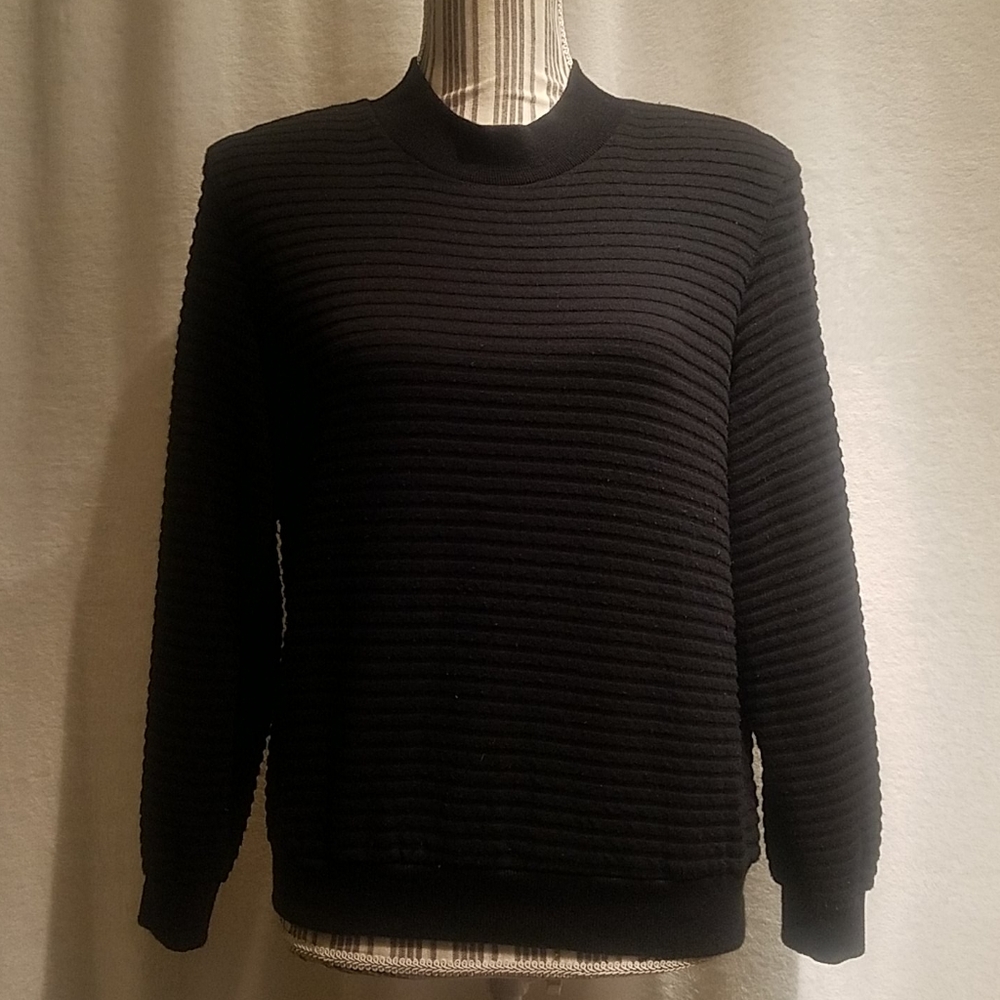 Alfred Dunner Black Sweater Top Petite Medium